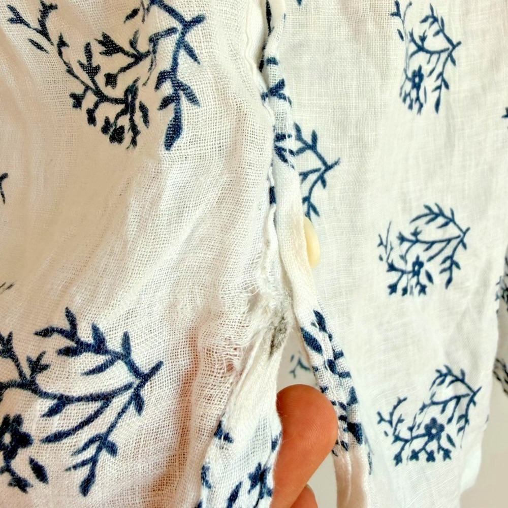 CP Shades Linen Floral Tunic Top Large Botanical Print Boho Coastal Sleeveless - Picture 4 of 11